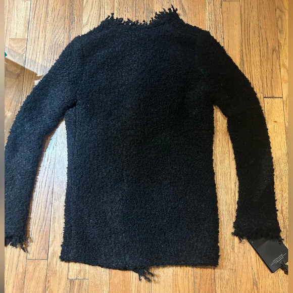 IRO $640 Campbell Frayed Boucle Knit Wool Cardigan SWEATER Jacket / 38 M Black - Picture 7 of 7
